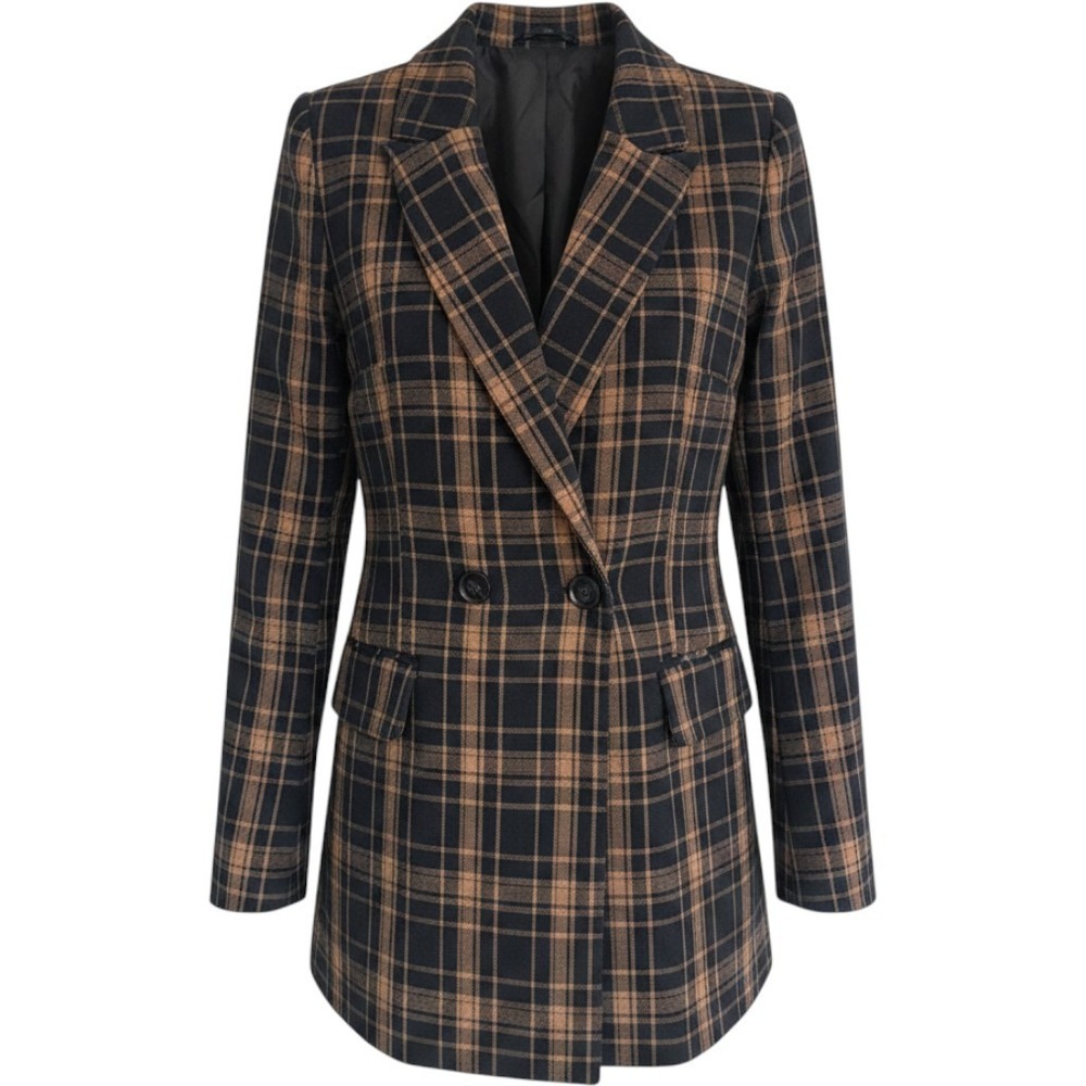 Honey Punch Brown Plaid Double Breasted Blazer Jacket Small